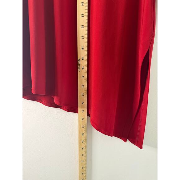 Sympli Tunic Womens Holiday Red Cold Shoulder Cutout Asymmetrical Slinky Size 8 - Picture 5 of 5